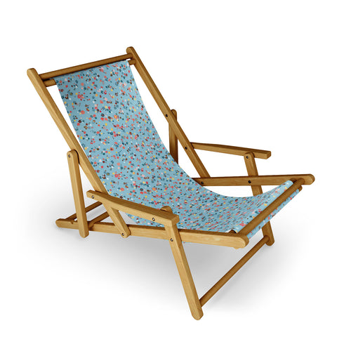 Ninola Design Watercolor Ditsy Flowers Blue Sling Chair