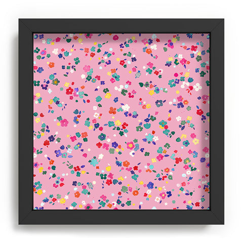 Ninola Design Watercolor Ditsy Flowers Pink Recessed Framing Square