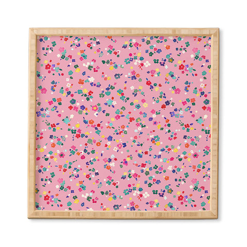 Ninola Design Watercolor Ditsy Flowers Pink Framed Wall Art