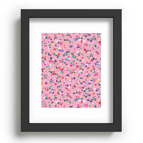 Ninola Design Watercolor Ditsy Flowers Pink Recessed Framing Rectangle