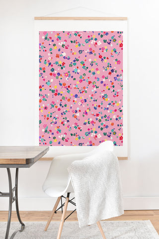 Ninola Design Watercolor Ditsy Flowers Pink Art Print And Hanger