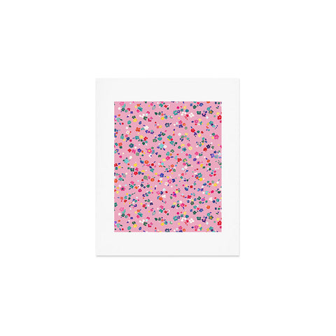 Ninola Design Watercolor Ditsy Flowers Pink Art Print