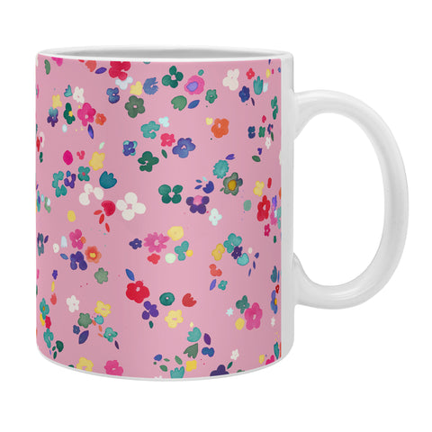 Ninola Design Watercolor Ditsy Flowers Pink Coffee Mug