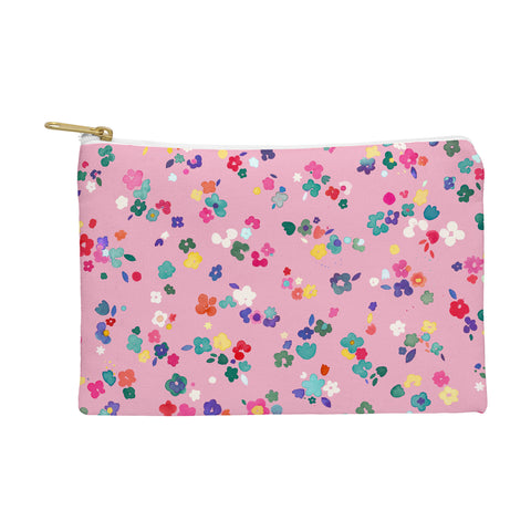 Ninola Design Watercolor Ditsy Flowers Pink Pouch