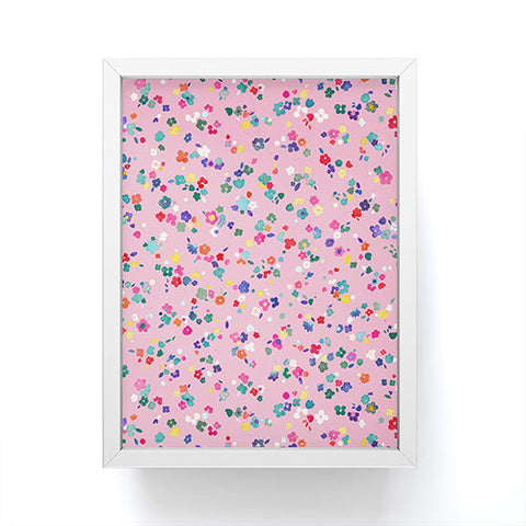 Ninola Design Watercolor Ditsy Flowers Pink Framed Mini Art Print