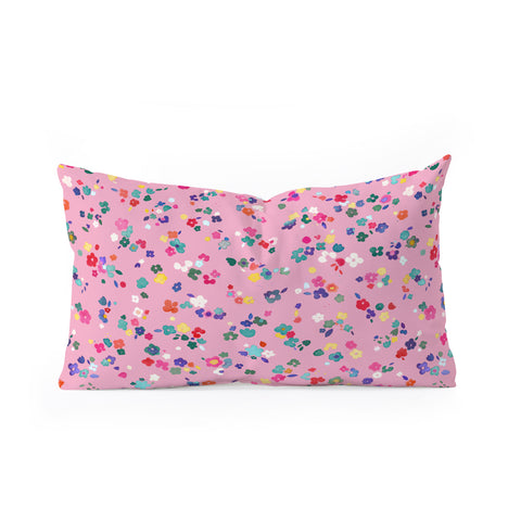 Ninola Design Watercolor Ditsy Flowers Pink Oblong Throw Pillow