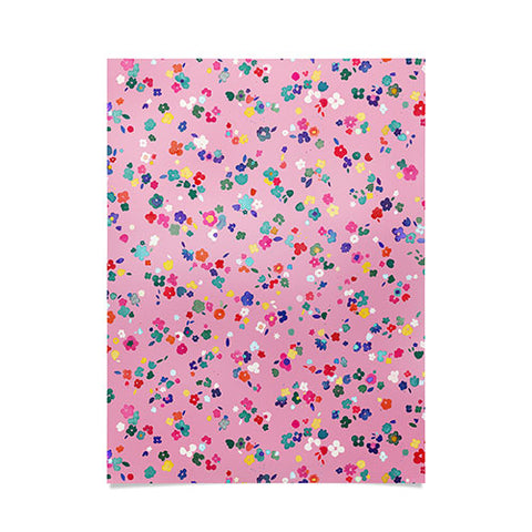 Ninola Design Watercolor Ditsy Flowers Pink Poster