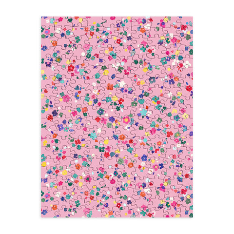 Ninola Design Watercolor Ditsy Flowers Pink Puzzle