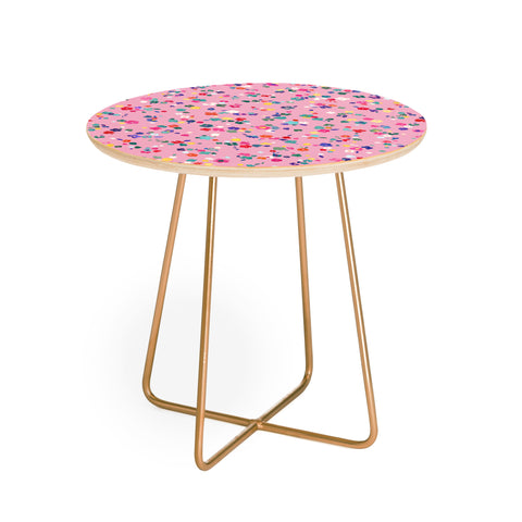 Ninola Design Watercolor Ditsy Flowers Pink Round Side Table