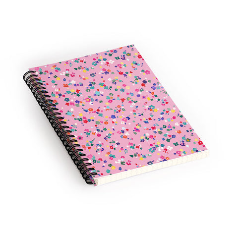 Ninola Design Watercolor Ditsy Flowers Pink Spiral Notebook