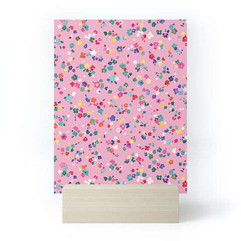 Ninola Design Watercolor Ditsy Flowers Pink Mini Art Print