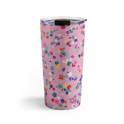 Ninola Design Watercolor Ditsy Flowers Pink Travel Mug