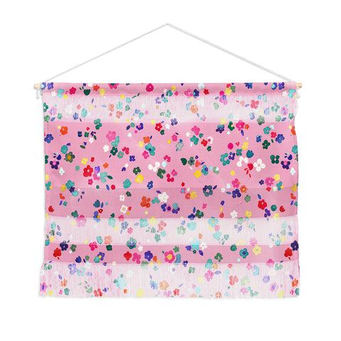 Ninola Design Watercolor Ditsy Flowers Pink Wall Hanging Landscape