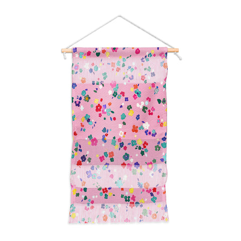 Ninola Design Watercolor Ditsy Flowers Pink Wall Hanging Portrait