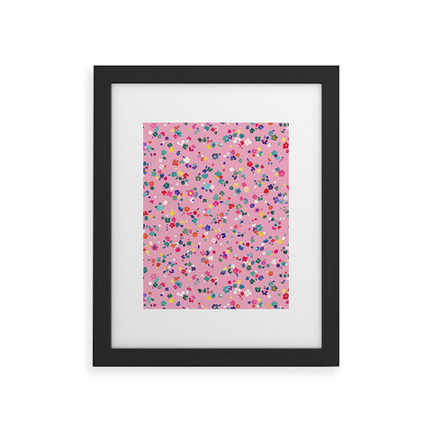 Ninola Design Watercolor Ditsy Flowers Pink Framed Art Print
