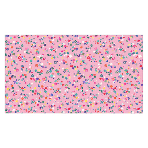Ninola Design Watercolor Ditsy Flowers Pink Tablecloth
