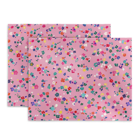 Ninola Design Watercolor Ditsy Flowers Pink Placemat