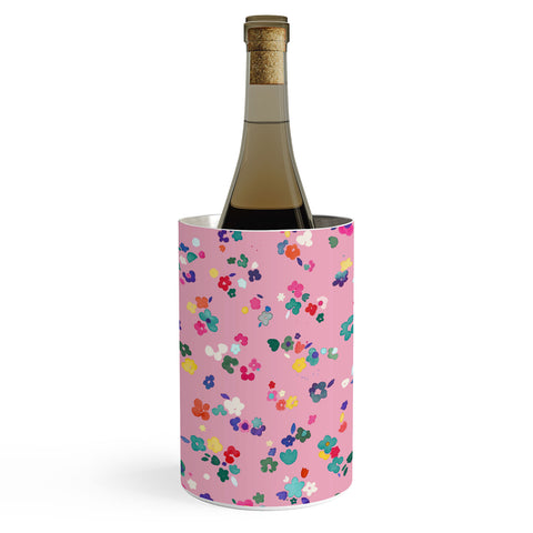 Ninola Design Watercolor Ditsy Flowers Pink Wine Chiller