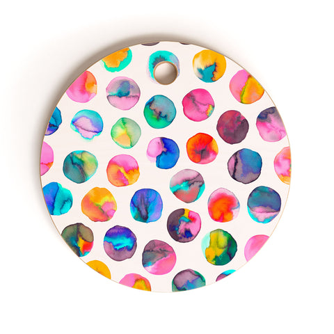 Ninola Design Watercolor Dots Marbles Cutting Board Round