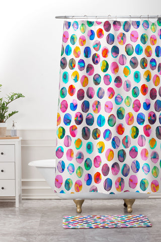 Ninola Design Watercolor Dots Marbles Shower Curtain And Mat