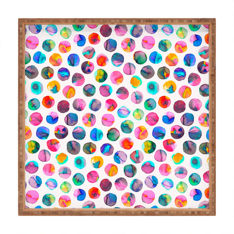 Ninola Design Watercolor Dots Marbles Square Tray