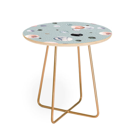 Ninola Design Watercolor Dots Mineral Blue Round Side Table