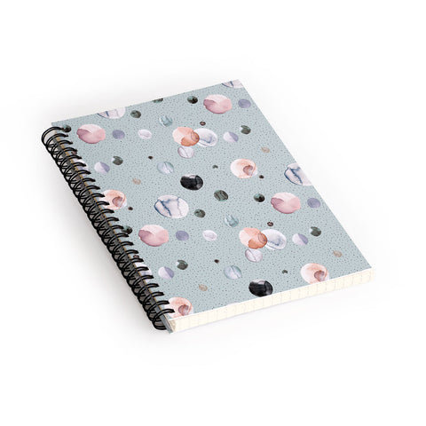 Ninola Design Watercolor Dots Mineral Blue Spiral Notebook