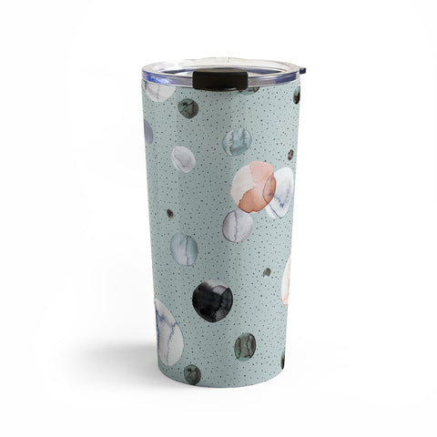 Ninola Design Watercolor Dots Mineral Blue Travel Mug