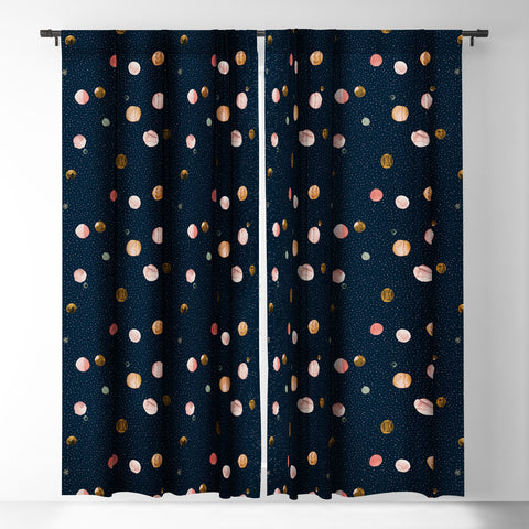 Ninola Design Watercolor Dots Mineral Navy Blackout Window Curtain