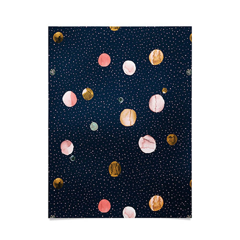 Ninola Design Watercolor Dots Mineral Navy Poster