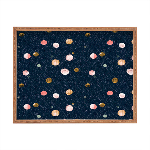 Ninola Design Watercolor Dots Mineral Navy Rectangular Tray
