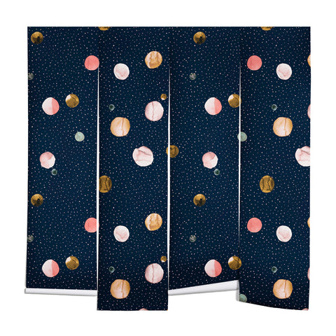 Ninola Design Watercolor Dots Mineral Navy Wall Mural