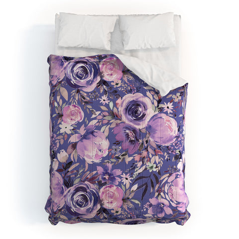 Ninola Design Watercolor Floral Very Peri Comforter