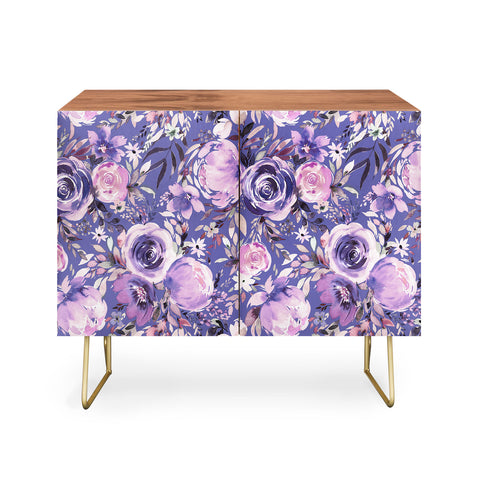 Ninola Design Watercolor Floral Very Peri Credenza