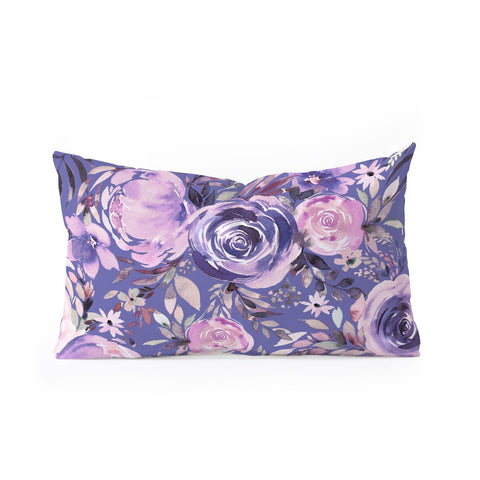 Ninola Design Watercolor Floral Very Peri Oblong Throw Pillow
