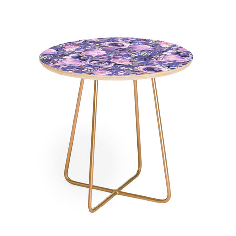 Ninola Design Watercolor Floral Very Peri Round Side Table