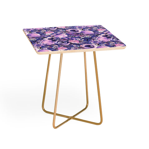 Ninola Design Watercolor Floral Very Peri Side Table