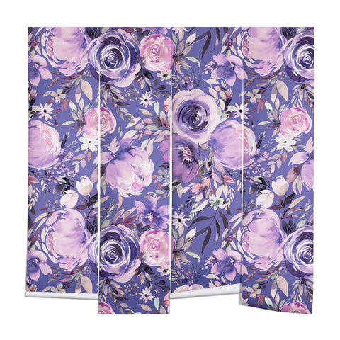 Ninola Design Watercolor Floral Very Peri Wall Mural