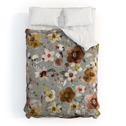 Ninola Design Watercolor flowers bouquet Natural Comforter