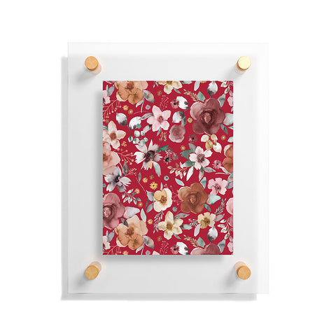 Ninola Design Watercolor flowers bouquet Red Floating Acrylic Print