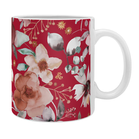 Ninola Design Watercolor flowers bouquet Red Coffee Mug