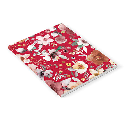 Ninola Design Watercolor flowers bouquet Red Notebook