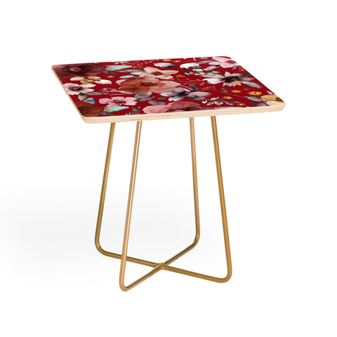 Ninola Design Watercolor flowers bouquet Red Side Table