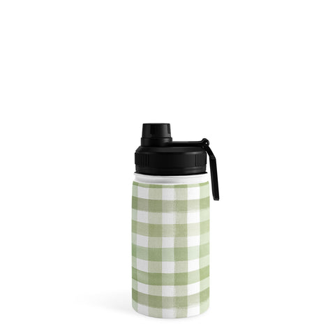 Ninola Design Watercolor Gingham Salad Green Water Bottle