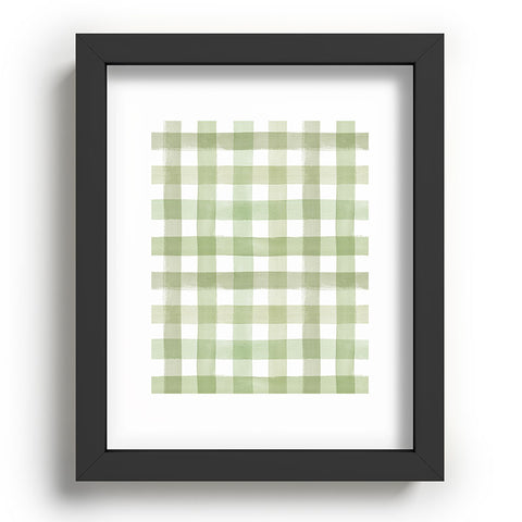 Ninola Design Watercolor Gingham Salad Green Recessed Framing Rectangle
