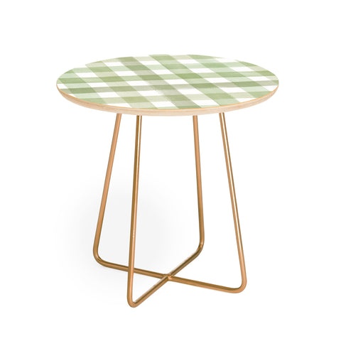 Ninola Design Watercolor Gingham Salad Green Round Side Table