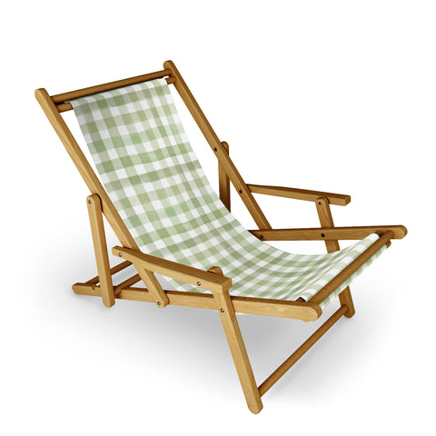 Ninola Design Watercolor Gingham Salad Green Sling Chair