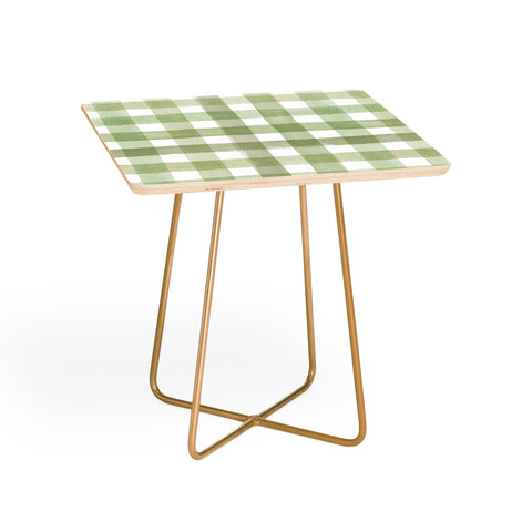 Ninola Design Watercolor Gingham Salad Green Side Table