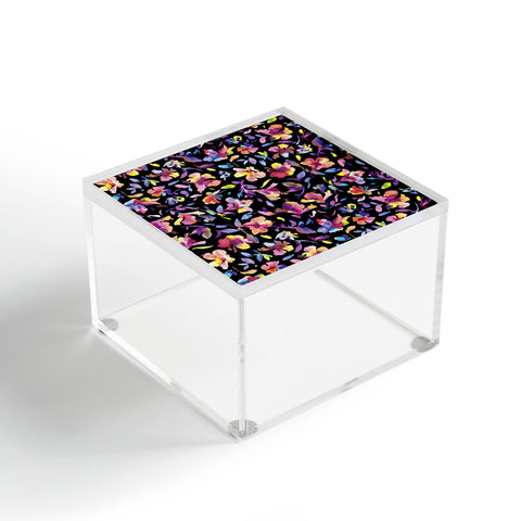 Ninola Design Watercolor Hibiscus Floral Dark Acrylic Box