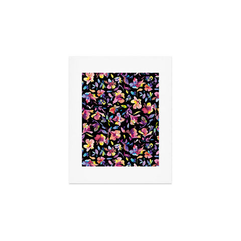 Ninola Design Watercolor Hibiscus Floral Dark Art Print